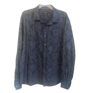 BUGATCHI Mens Lg Dress Shirt Navy/Black